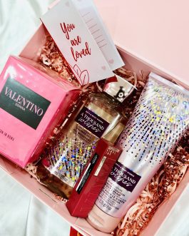 Valentino perfume, athousand wishes and maybeline lipstick gift set