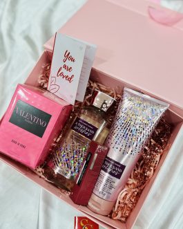Valentino perfume, athousand wishes and maybeline lipstick gift set